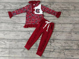 MOQ 3 pcs C pullover maroon pants kids girls team outfits