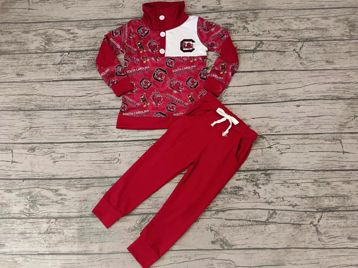 MOQ 3 pcs C pullover maroon pants kids boys team outfits