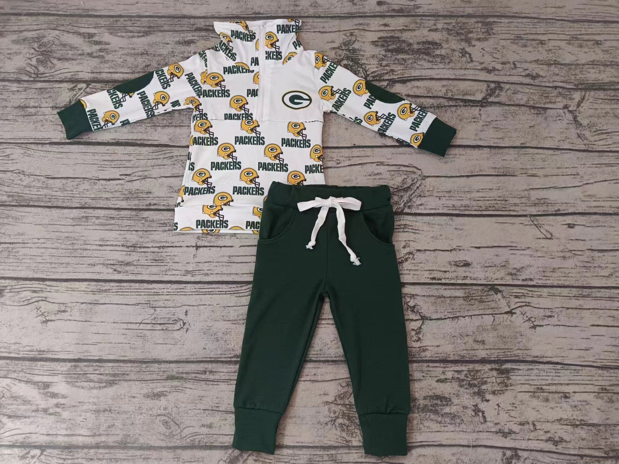 MOQ 3 pcs G pullover olive pants kids boy team outfits