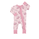 MOQ 5 PCS pink queen ruffle baby girls zipper romper