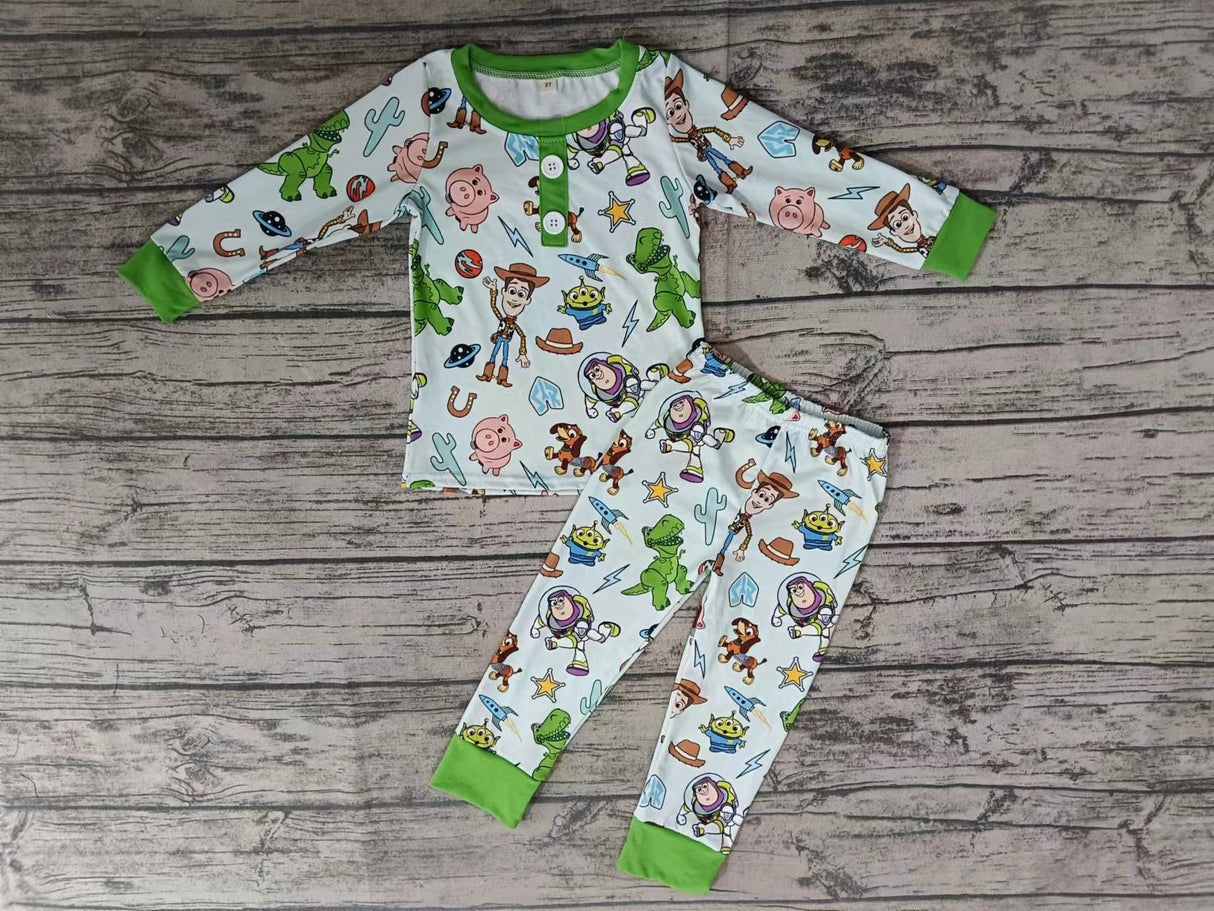 MOQ 5 green long sleeves cactus toy kids boy pajamas
