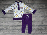 MOQ 3 pcs tiger pullover purple pants kids girls team outfits