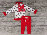 MOQ 3 pcs G dog pullover red pants kids girls team outfits