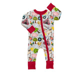 MOQ 5 PCS pig sheep cow chicken baby boy zipper romper