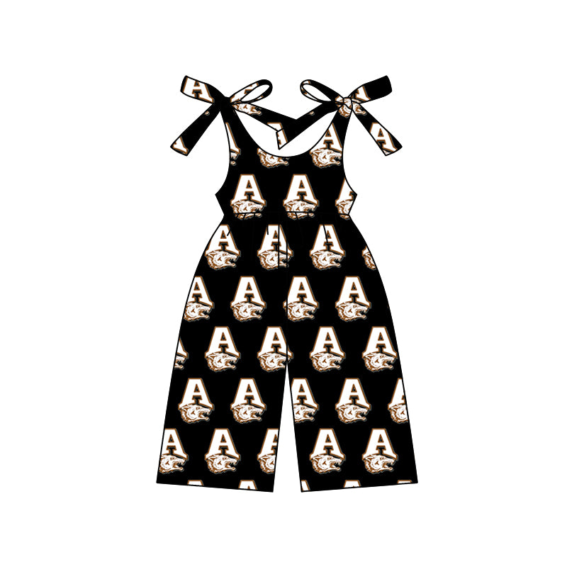 MOQ 3 straps black A kids girls team jumpsuit