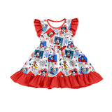MOQ 3 pcs Flutter sleeves mouse girls 4th of july dress