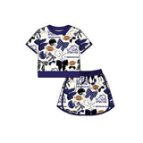 MOQ 5 pcs frog bow football girls team active skirt set