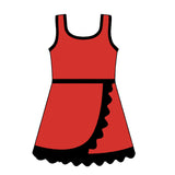 Sleeveless red black scallop team kids girls athletic dress
