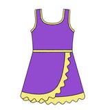 Sleeveless purple yellow scallop kids girls team athletic dress