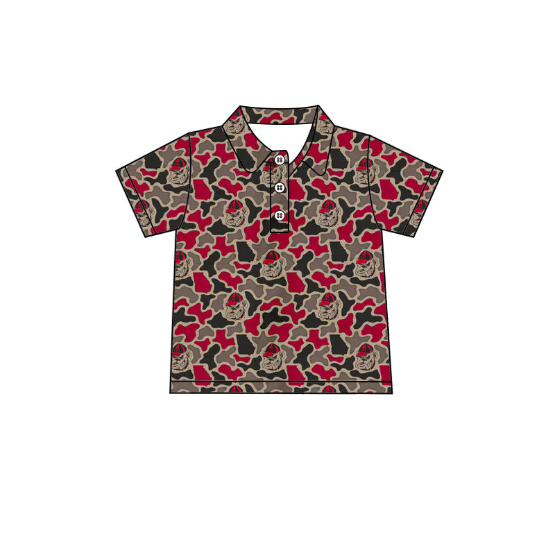 MOQ 5 pcs short sleeves dog camo kids boys team polo shirt