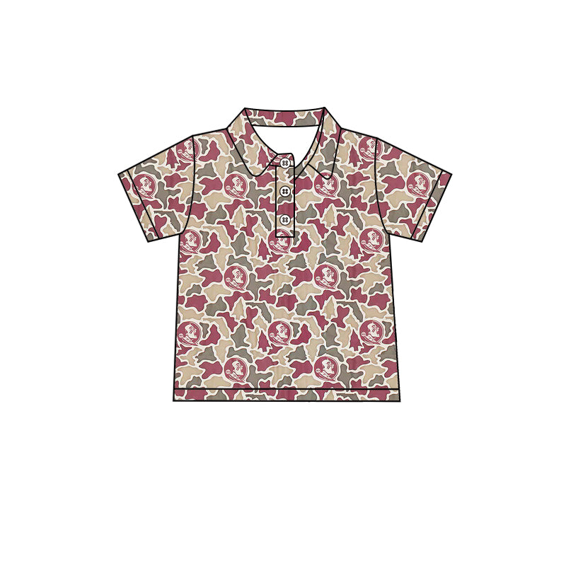 MOQ 5 pcs short sleeves feather camo kids boys team polo shirt