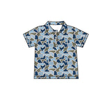 MOQ 5 pcs short sleeves light blue camo kids boys team polo shirt