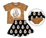 MOQ 3 pcs Bleached top A skirt girls team clothing set