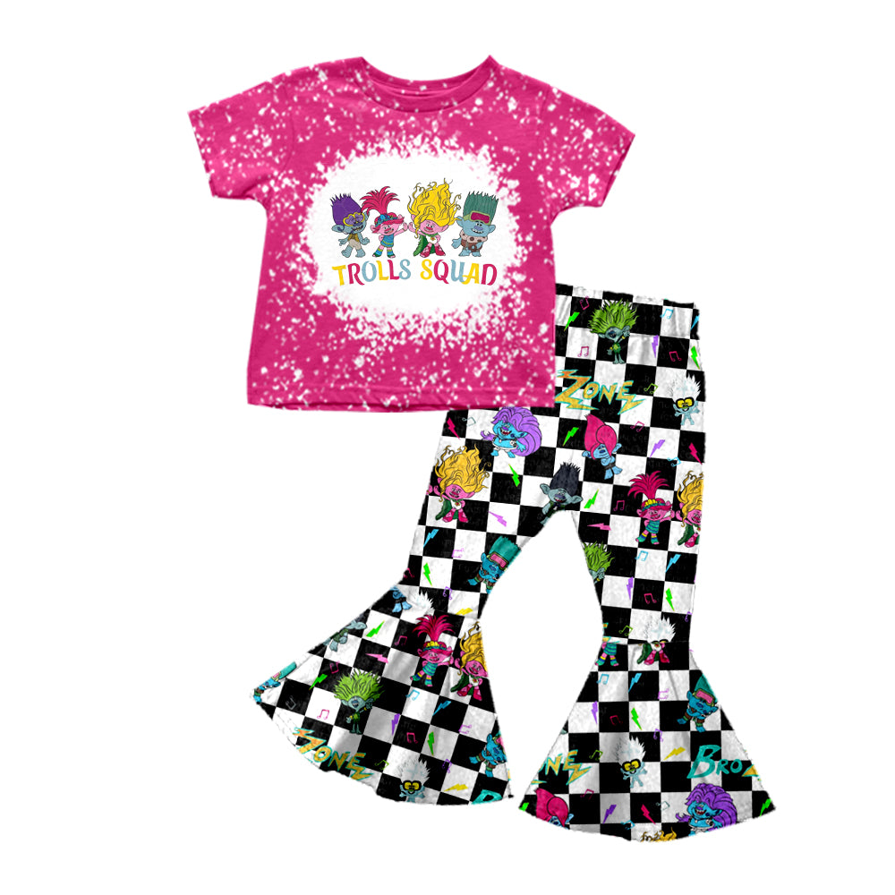 MOQ 3 sister squad top plaid pants girls clothing set