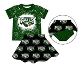 MOQ 3 pcs Bleached top eagles skirt girls team clothing set
