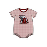 MOQ 3 pcs plaid short sleeves A elephant boys team romper