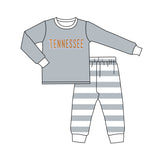 MOQ 3 Grey long sleeves T N top stripe pants kids team pajamas