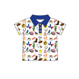 MOQ 3 pcs short sleeves T X boots cactus kids boys polo shirt