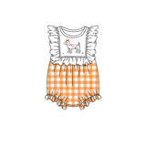 MOQ 3 pcs ruffle dog plaid T baby girls team romper