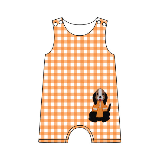 MOQ 3 pcs Sleeveless plaid T dog print baby team romper