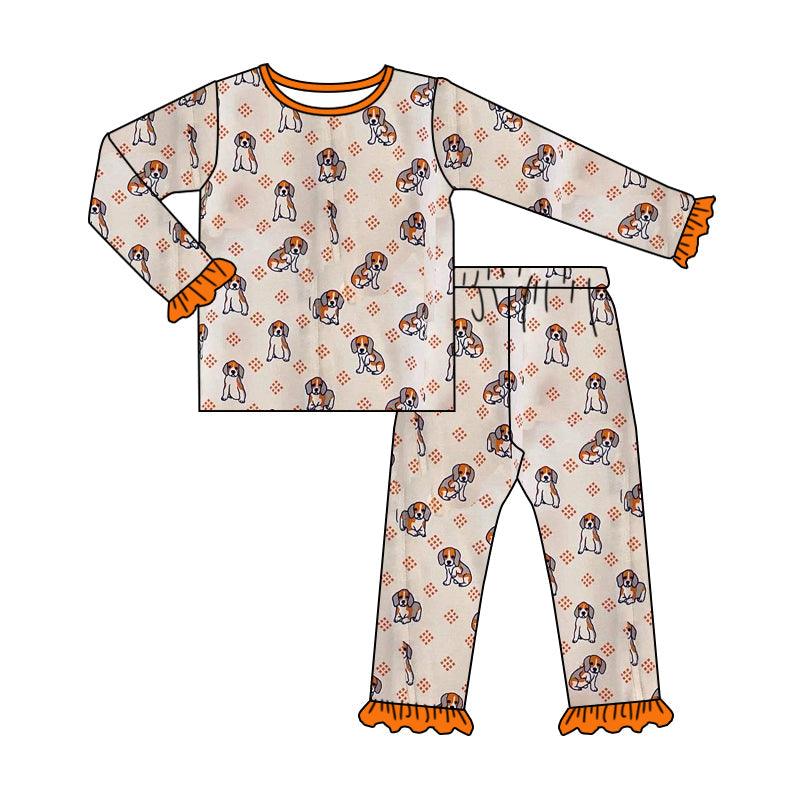 MOQ 3 long sleeves dog T baby girls team pajamas