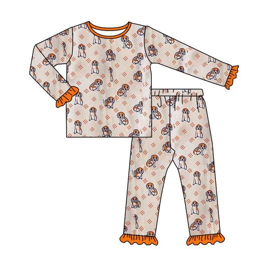 MOQ 3 long sleeves dog T baby girls team pajamas