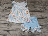 MOQ 3 pcs princess pumpkin tunic shorts girls summer outfits