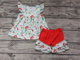 MOQ 3 Flutter sleeves fish princess tunic shorts girls clothes