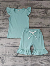 MOQ 3 pcs flutter sleeves cotton kids girls clothing