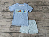 MOQ 3 pcs fish top plaid shorts boys summer clothes