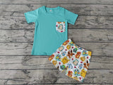 MOQ 3 pcs pocket top squirrel shorts boys summer clothes
