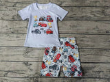 MOQ 3 pcs cars top plaid shorts boys summer clothes