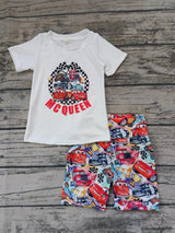 MOQ 3 pcs queen cars top shorts boys clothes