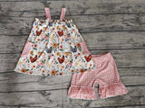MOQ 3 pcs straps chicken floral pockets girls summer outfits