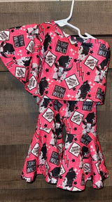 MOQ 3 one shoulder stay wild bull skull ribbed girls clothes