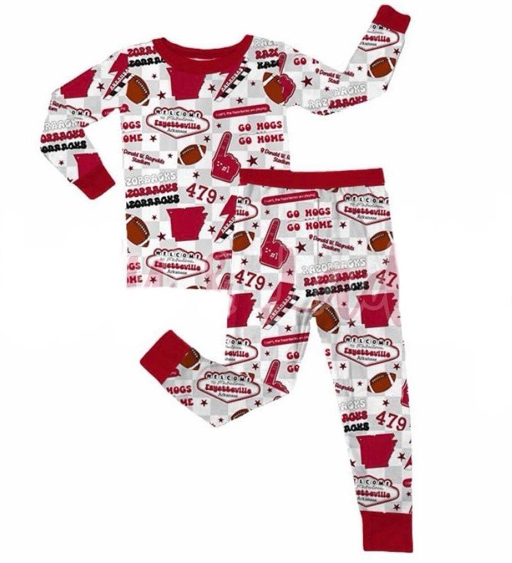 MOQ 3 Long sleeves plaid football kids boys team pajamas