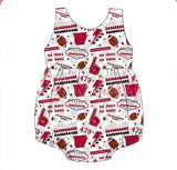 MOQ 3 pcs Sleeveless plaid football baby kids team romper