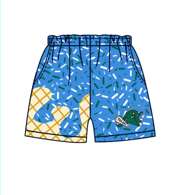MOQ 3 pcs green blue ice cream sprinkle kids boys team shorts