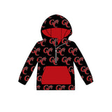 MOQ 3 red G C long sleeves pocket kids team zipper hoodie