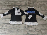 MOQ 3 pcs W S balck polka dots girls team pullover
