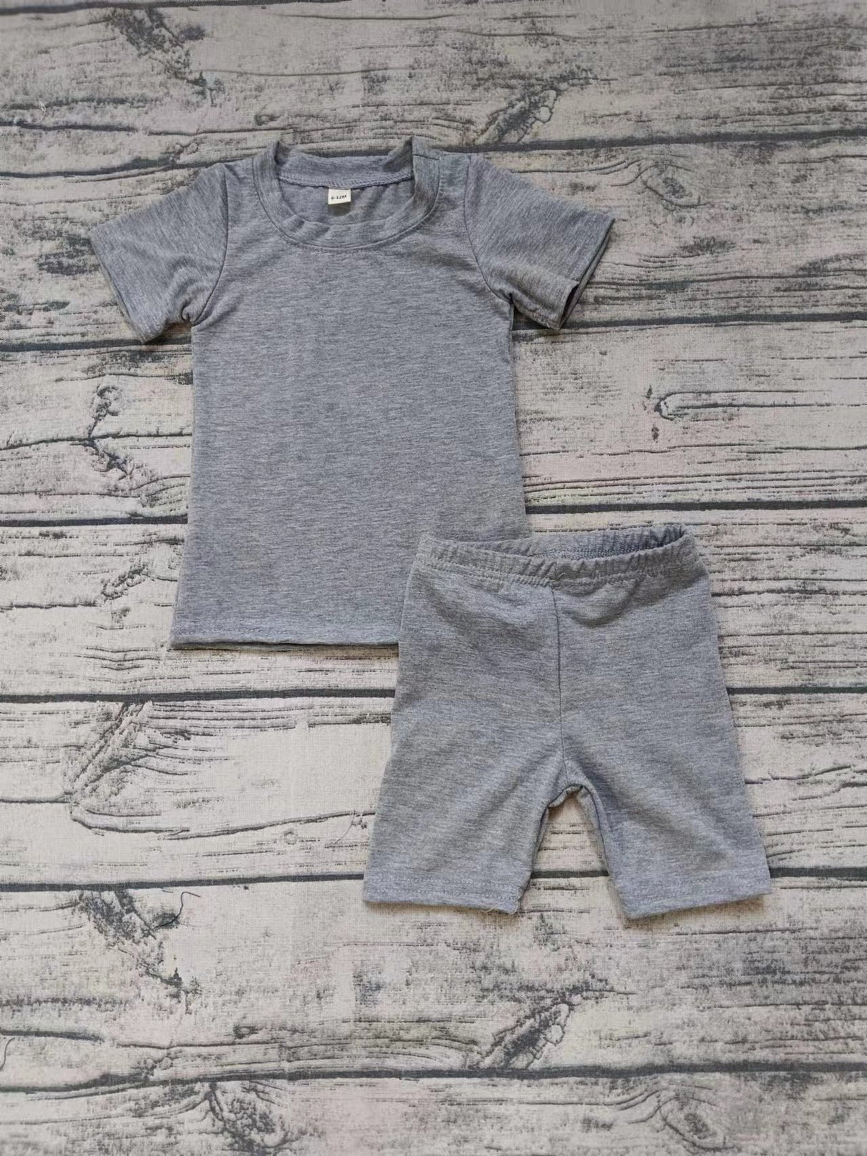 MOQ 3 short sleeves grey cotton top shorts kids outfits