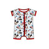 MOQ 3 pcs plaid stars mouse baby kids 4th of july romper
