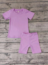 MOQ 3 short sleeves lavender cotton top shorts kids outfits