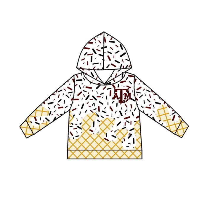 MOQ 3 pcs A T M ice cream sprinkle toddler kids team hoodie