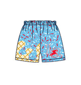 MOQ 3 pcs L R light blue ice cream sprinkle kids boys team shorts
