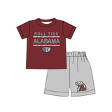 MOQ 3 pcs short sleeves maroon elephant top shorts boys team clothes