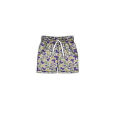 MOQ 5 pcs purple camo pockets kids boys team shorts