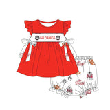 MOQ 3 pcs Flutter sleeves dog red tunic bummies girls clothes