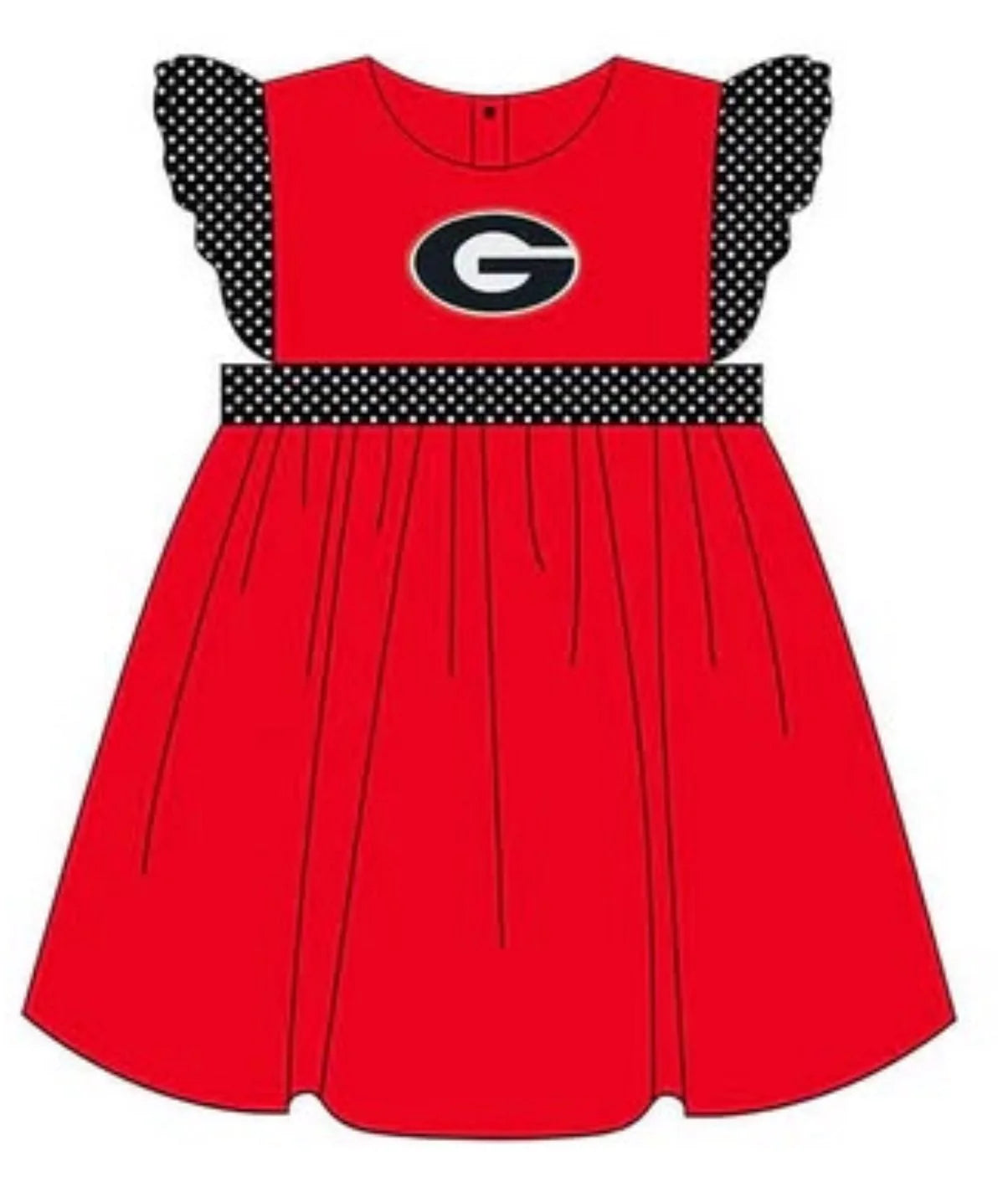 MOQ 3 pcs flutter sleeves polka dots G red girls team dress