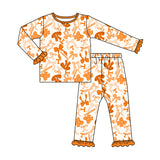 MOQ 3 Long sleeves yellow T bow kids girls team pajamas
